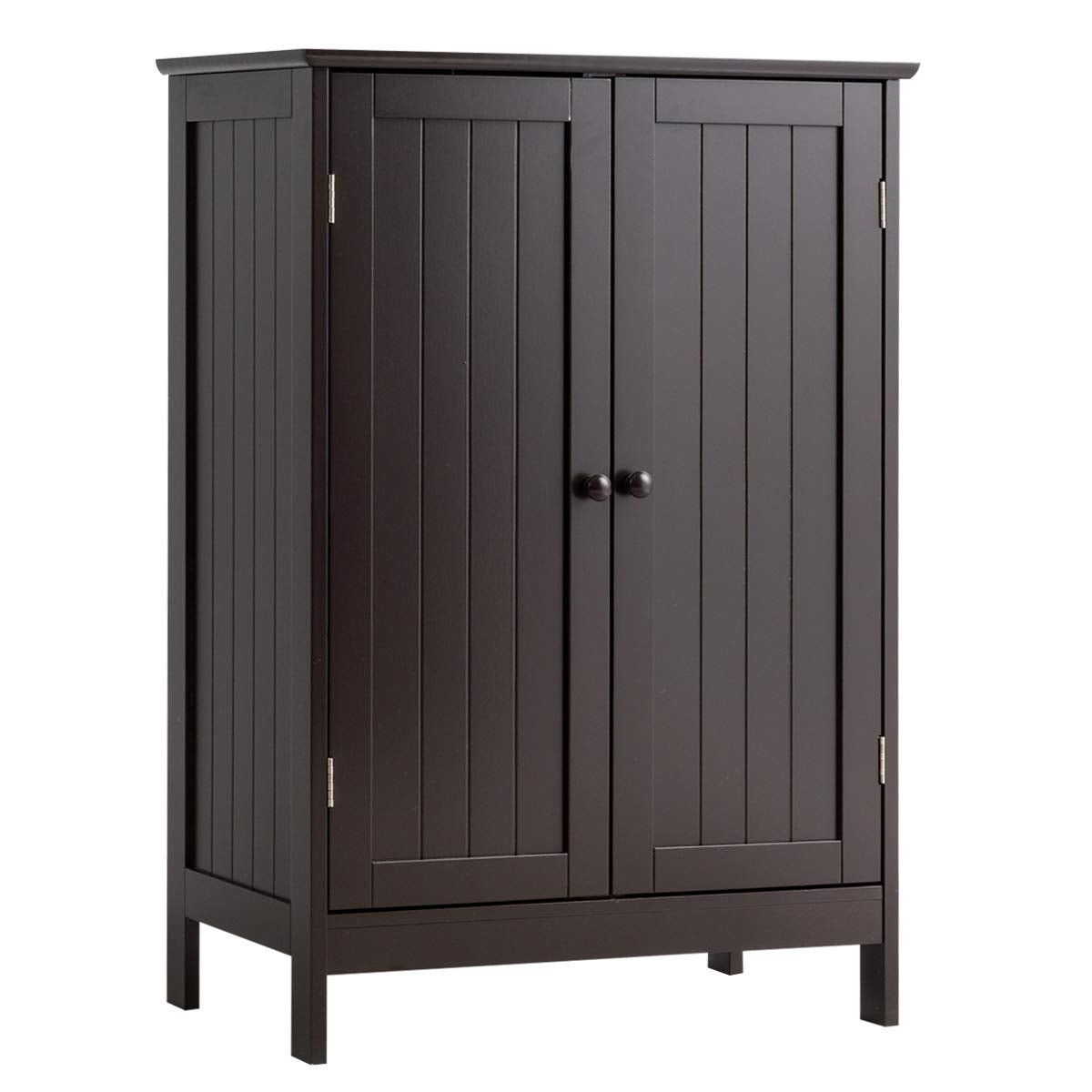 Tangkula Bathroom Floor Cabinet, Wooden Floor Storage Cabinet with Double Doors