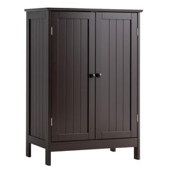 Tangkula Bathroom Floor Cabinet, Wooden Floor Storage Cabinet with Double Doors