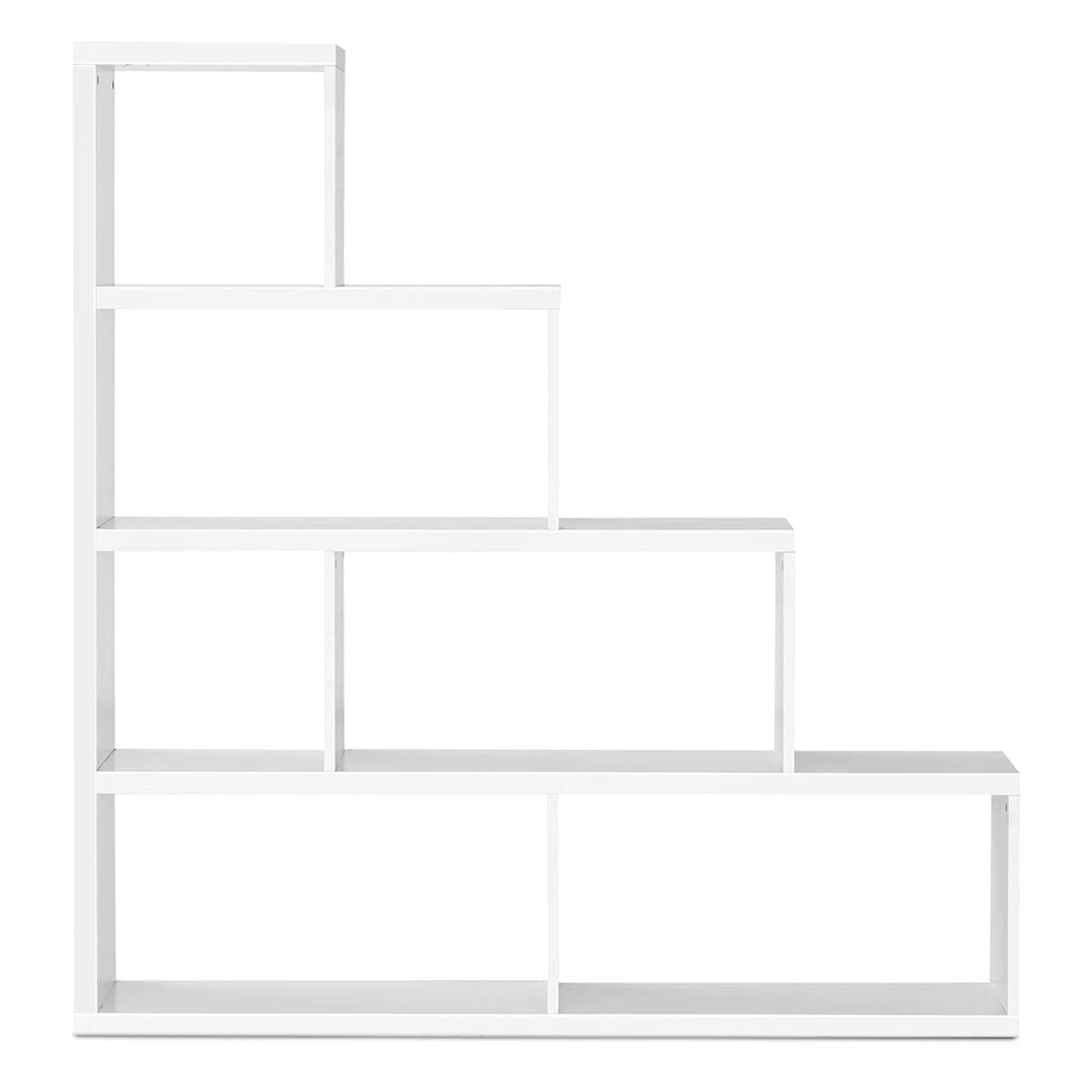 Tangkula 10 Shelves Bookshelf, L Shaped Freestanding Ladder Corner Bookshelf