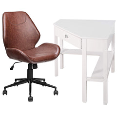 Tangkula 2PS Desk and Chair Set, Corner Desk with Height Adjustable Ergonomic Swivel Chair