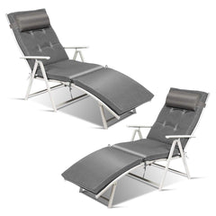 Tangkula Outdoor Folding Chaise Lounge Chair, Lightweight Recliner Chair w/ 7 Adjustable Backrest Positions