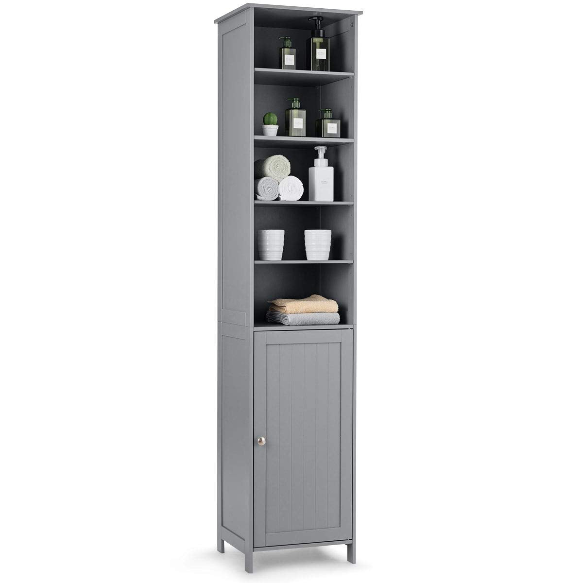 Tangkula 72 Inches Tall Cabinet, Bathroom Free Standing Tower Cabinet with Adjustable Shelves