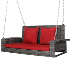 Tangkula 2 Person Wicker Hanging Porch Swing