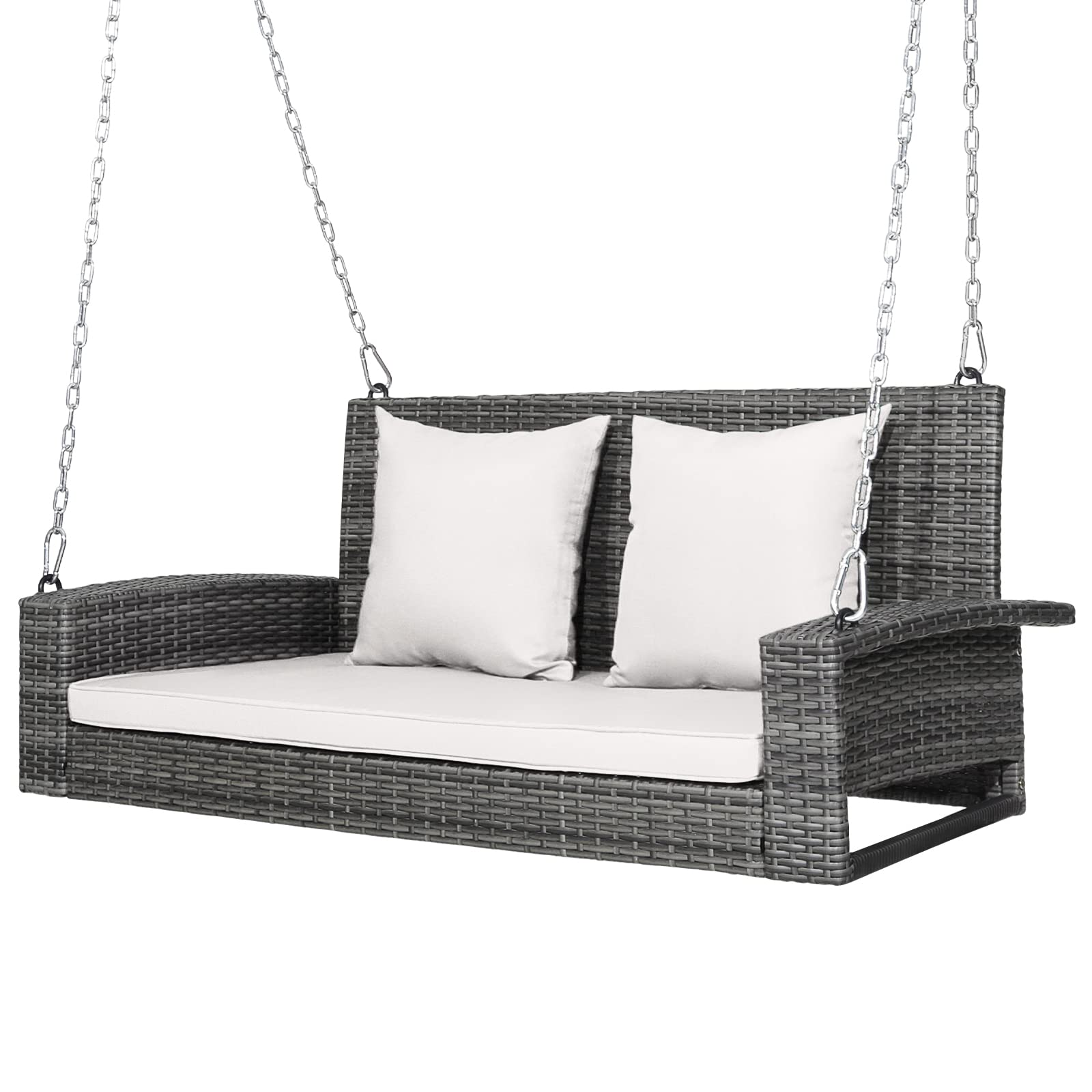 Tangkula 2 Person Wicker Hanging Porch Swing