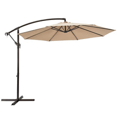 10FT Patio Offset Umbrella, Outdoor Cantilever Umbrella with Easy Tilt Adjustment & 8 Ribs