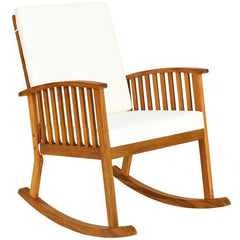 Tangkula Outdoor Acacia Wood Rocking Chair, Wooden Rocker w/Detachable Washable Cushions