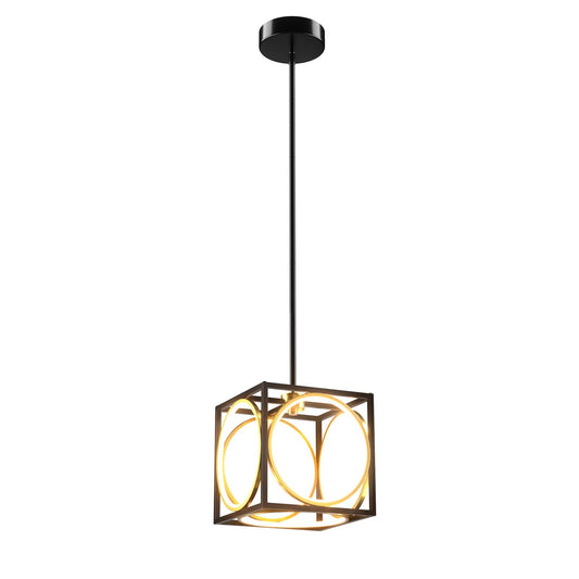 Tangkula Modern LED Pendant Light, Square Ceiling Light Fixture