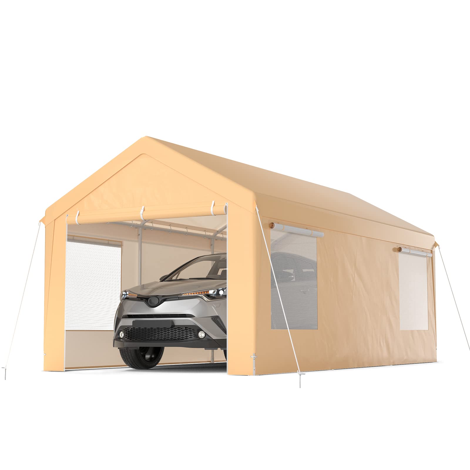 Tangkula 10x20 Ft Heavy Duty Carport, Portable Garage with Removable Sidewalls