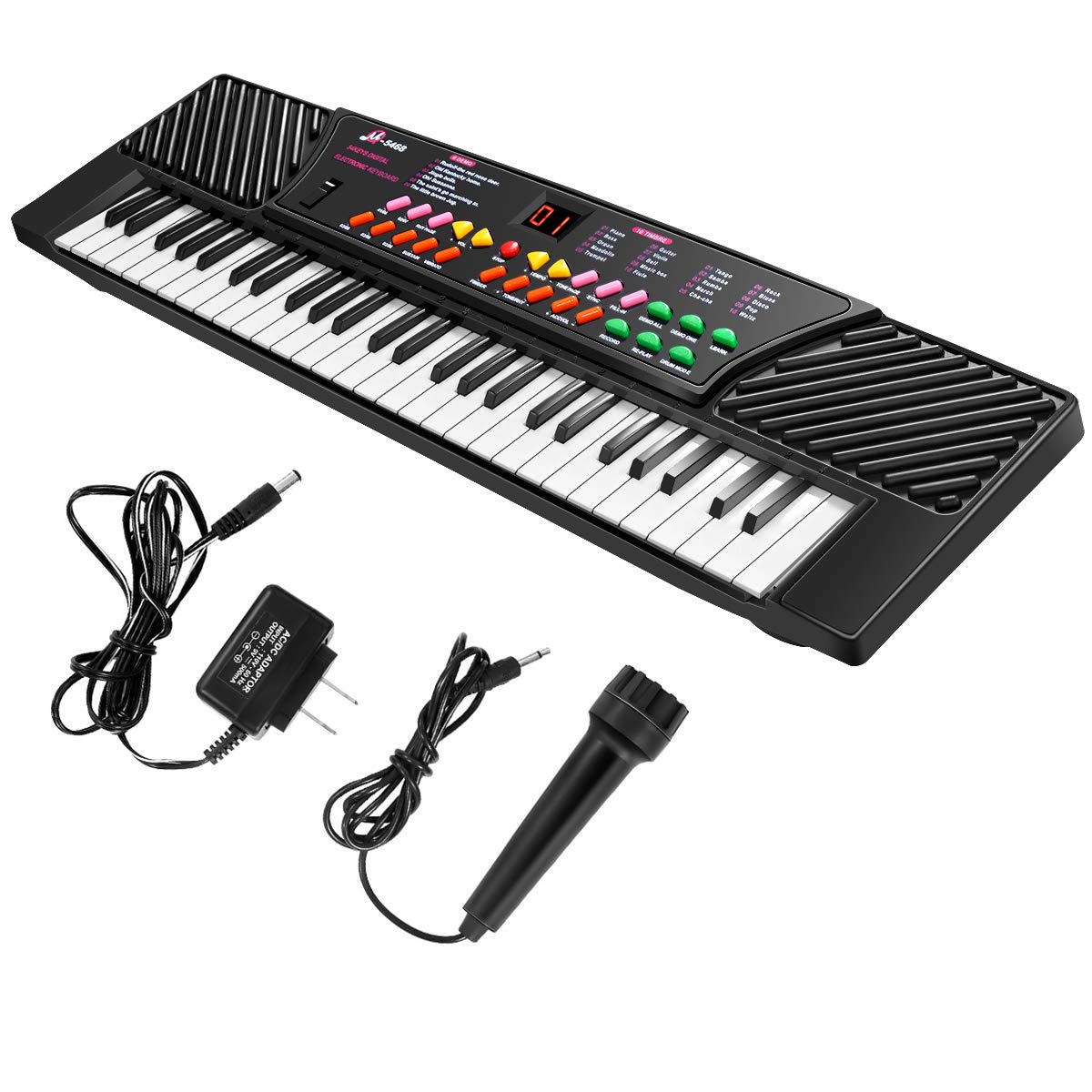 Tangkula 54-Key Electronic Keyboard for Kids Beginners with Mic & Adapter, Piano Keyboard (Black)