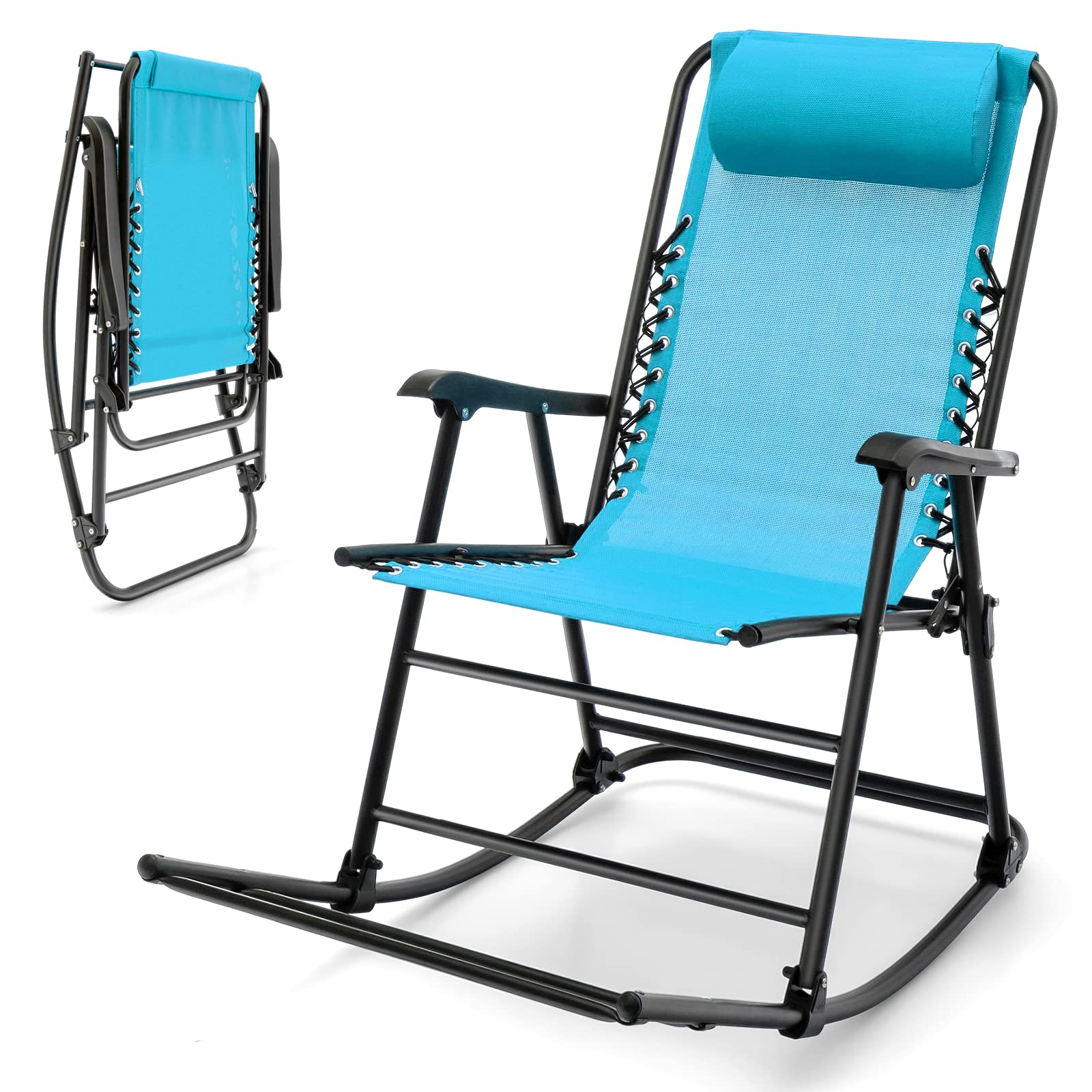 Outdoor Folding Rocking Chair, No Assembly Required