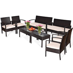 4 PCS/8 PCS Patio Furniture Sets, Rattan Chair Wicker Set, Outdoor Bistro Sets