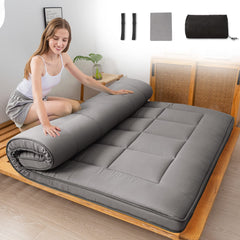 MAXYOYO Japanese Floor Mattress for Adults, 4" Thick Roll Up Floor Bed Futon Mattress Shikibuton, Dark Grey