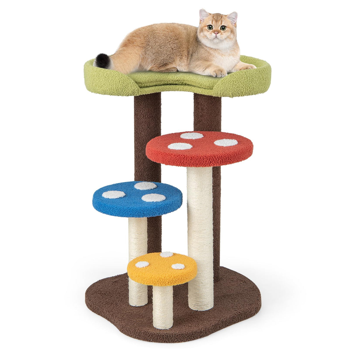 Tangkula 37" Mushroom Cat Tree, Cute Cat Tower with Full-Wrapped Sisal Post