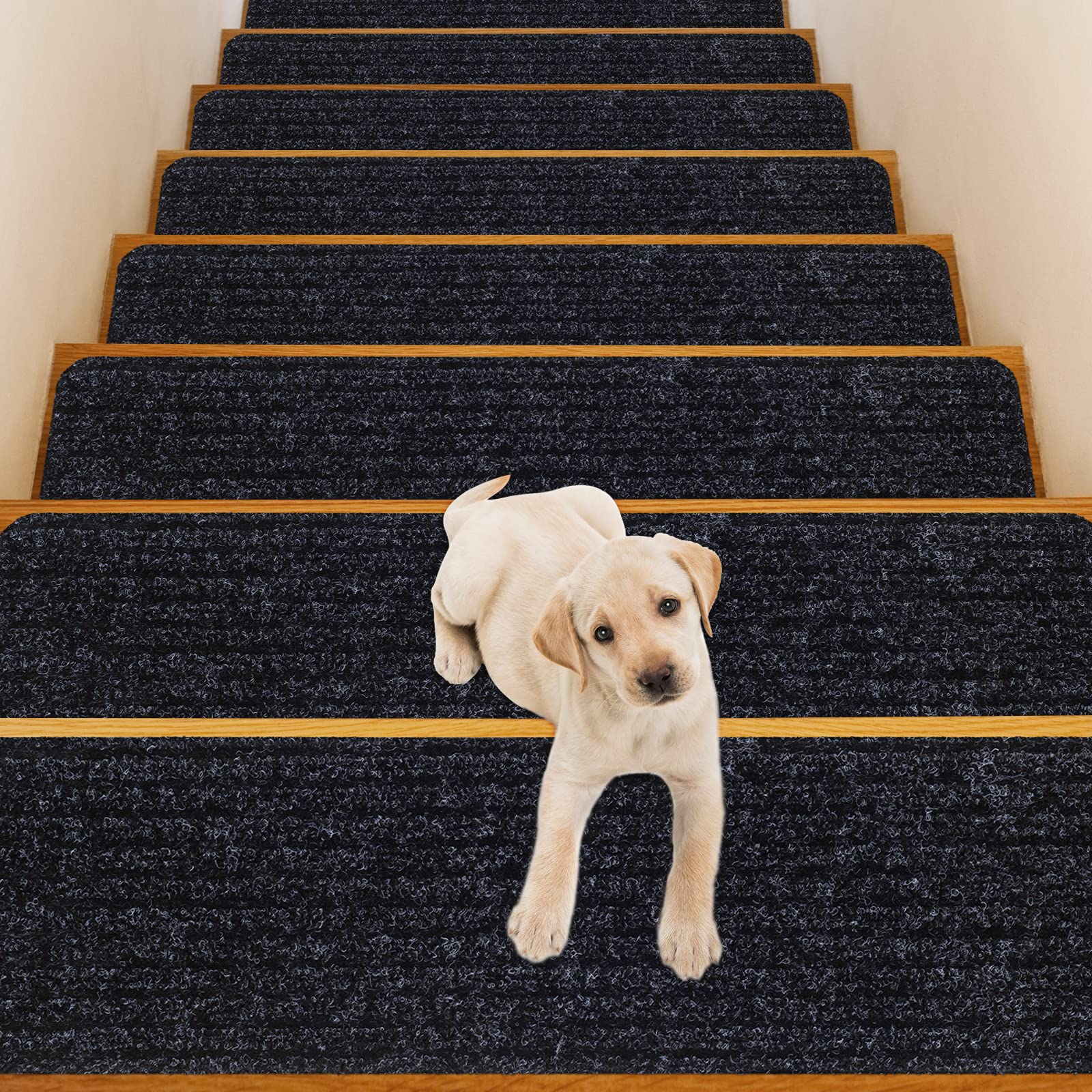 30 x 8 inch Stair Treads Carpets Non-Slip, Set of 15 Stair Runners for Wooden Steps