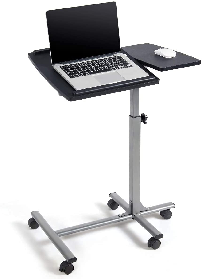 Tangkula Overbed Laptop Desk, Mobile Laptop Stand with Tilting Tabletop