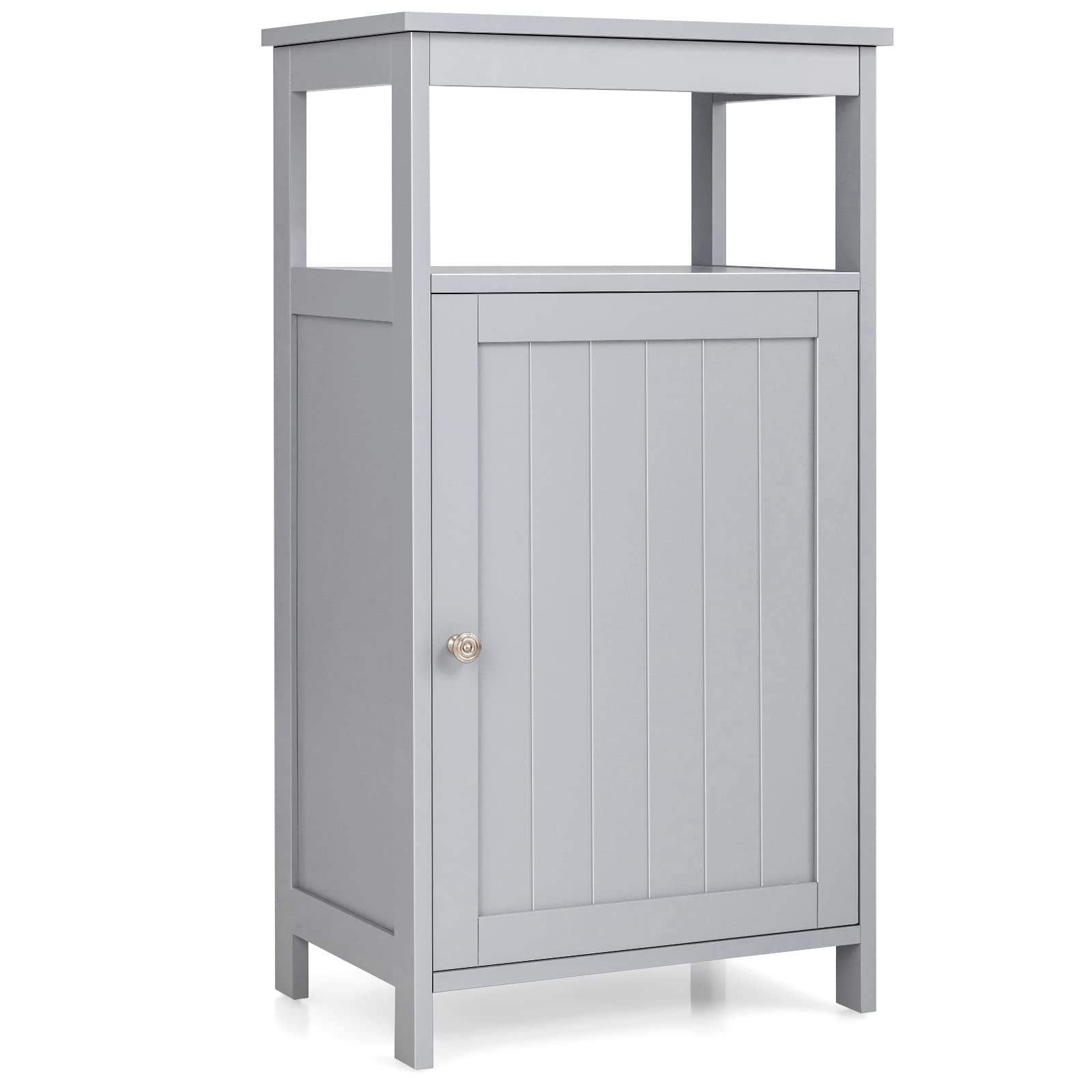 Tangkula Bathroom Floor Cabinet, Single Door Floor Cabinet with Adjustable Shelf