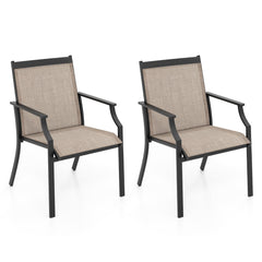 Tangkula Patio Dining Chairs Set of 2, Large Outdoor Chairs with Breathable Seat & Metal Frame