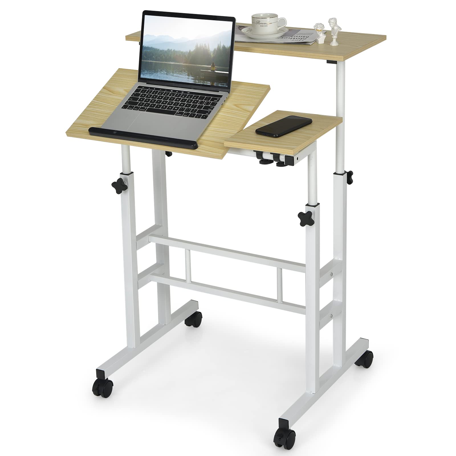 Tangkula Mobile Standing Desk Stand Up Desk