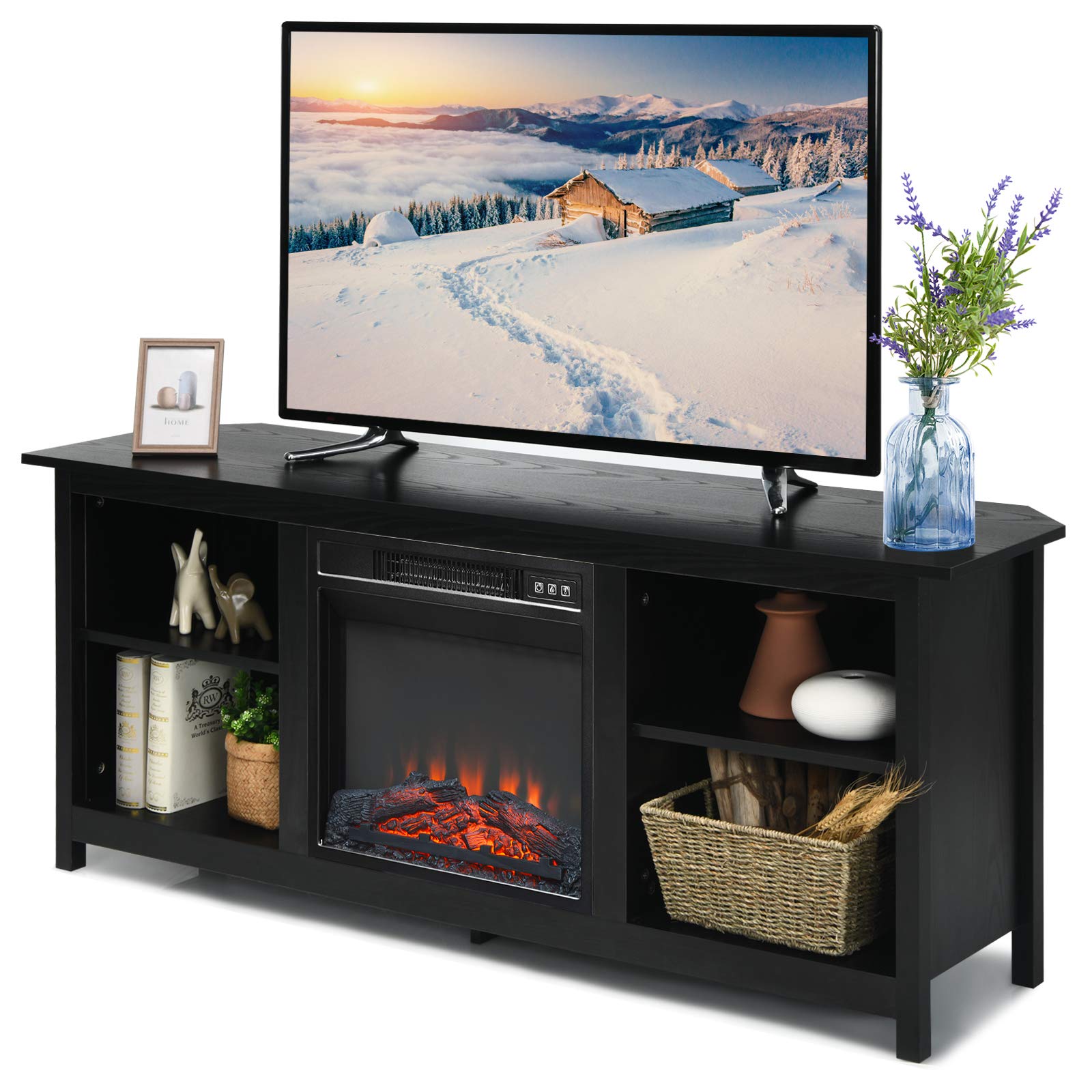 Fireplace TV Stand, 58 Inches Entertainment Media Console Center w/18 Inches 1400W Electric Fireplace