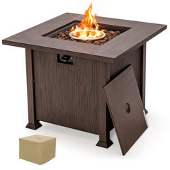 Tangkula 32 Inches Propane Fire Pit, Patiojoy 50,000 BTU Gas Fire Pit Table with Lid