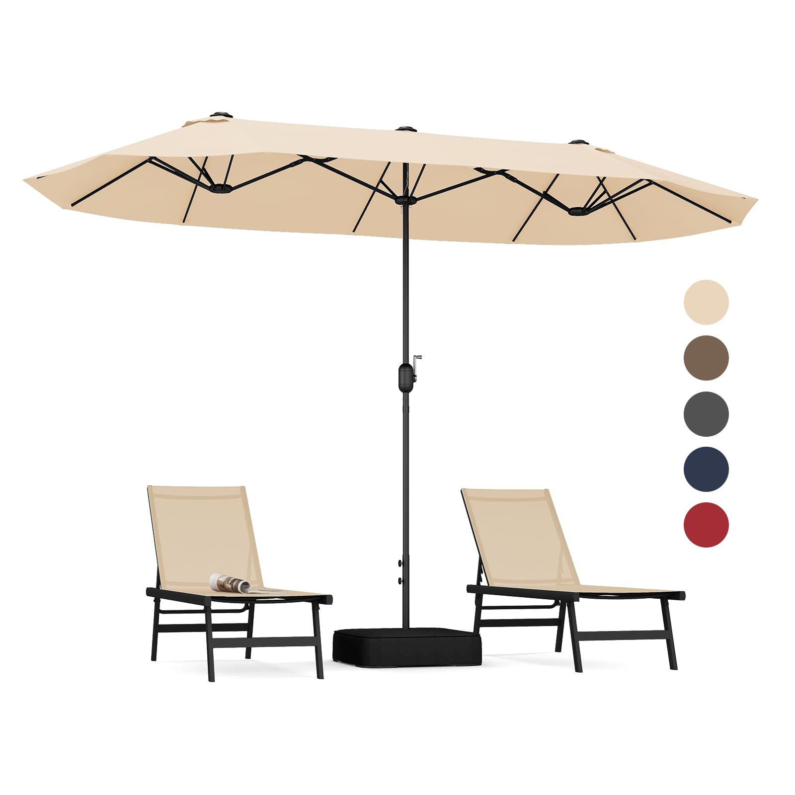 Tangkula 13FT Double-sided Patio Umbrella, Extra Large Twin Table Umbrella with Crank Handle