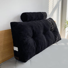 MAXYOYO Headboard Wedge Pillow with Free Cylindrical Pillow Rest Reading Pillow,Black