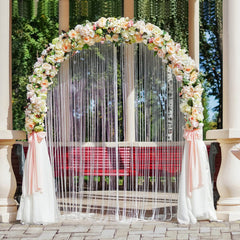 7.2 Ft Garden Arbor, Metal Trellis Arch for Climbing Plants, Indoor Outdoor Rose Arbor with Gate