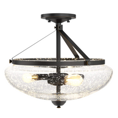 Tangkula Glass Ceiling Light Fixture, Seeded Glass Shade, Semi Flush Mount Ceiling Light w/ Bubble Glass Lampshade