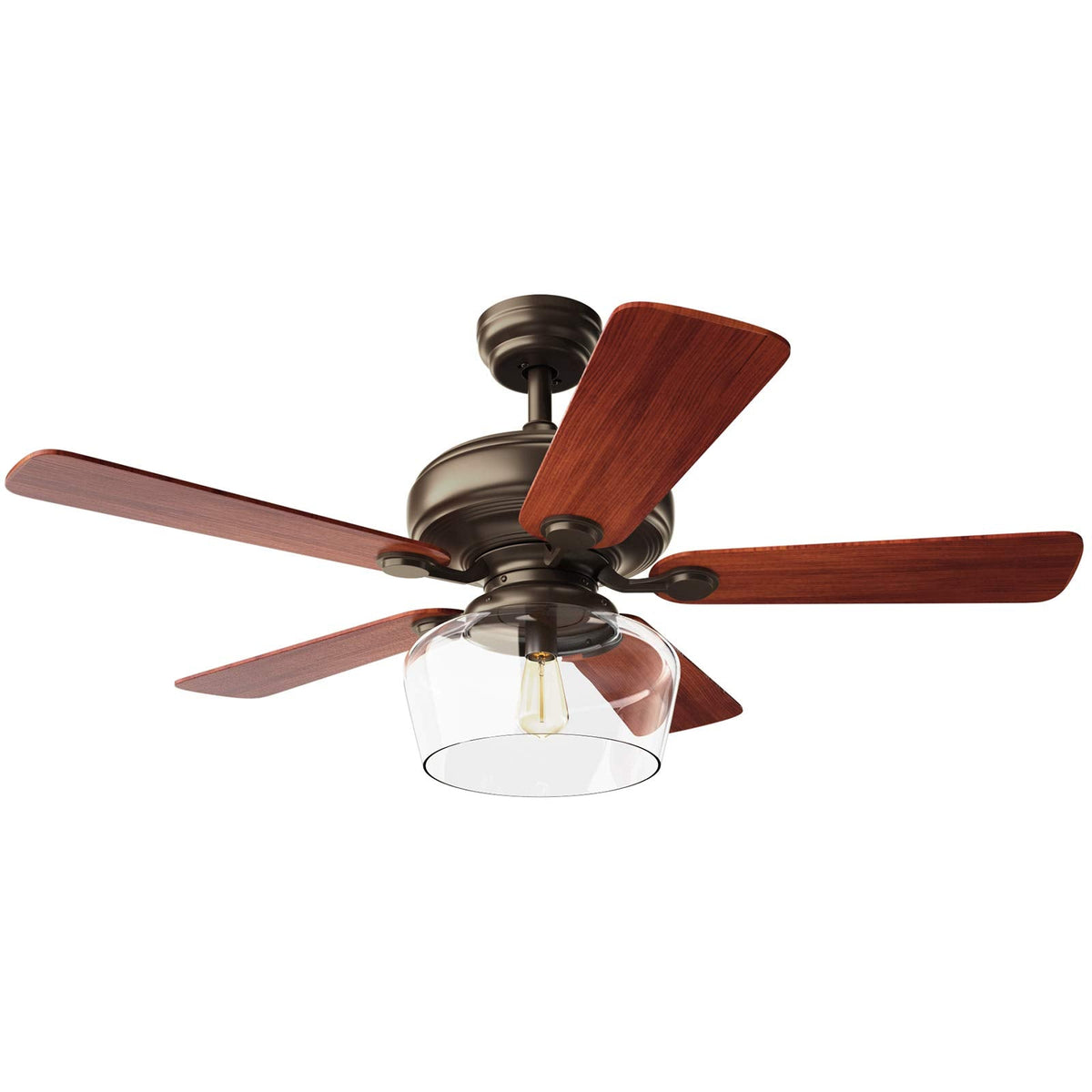 Tangkula Vintage Ceiling Fan with Light, 52-Inch Indoor Ceiling Fan with Glass shade, LED Ceiling Fan (Espresso)