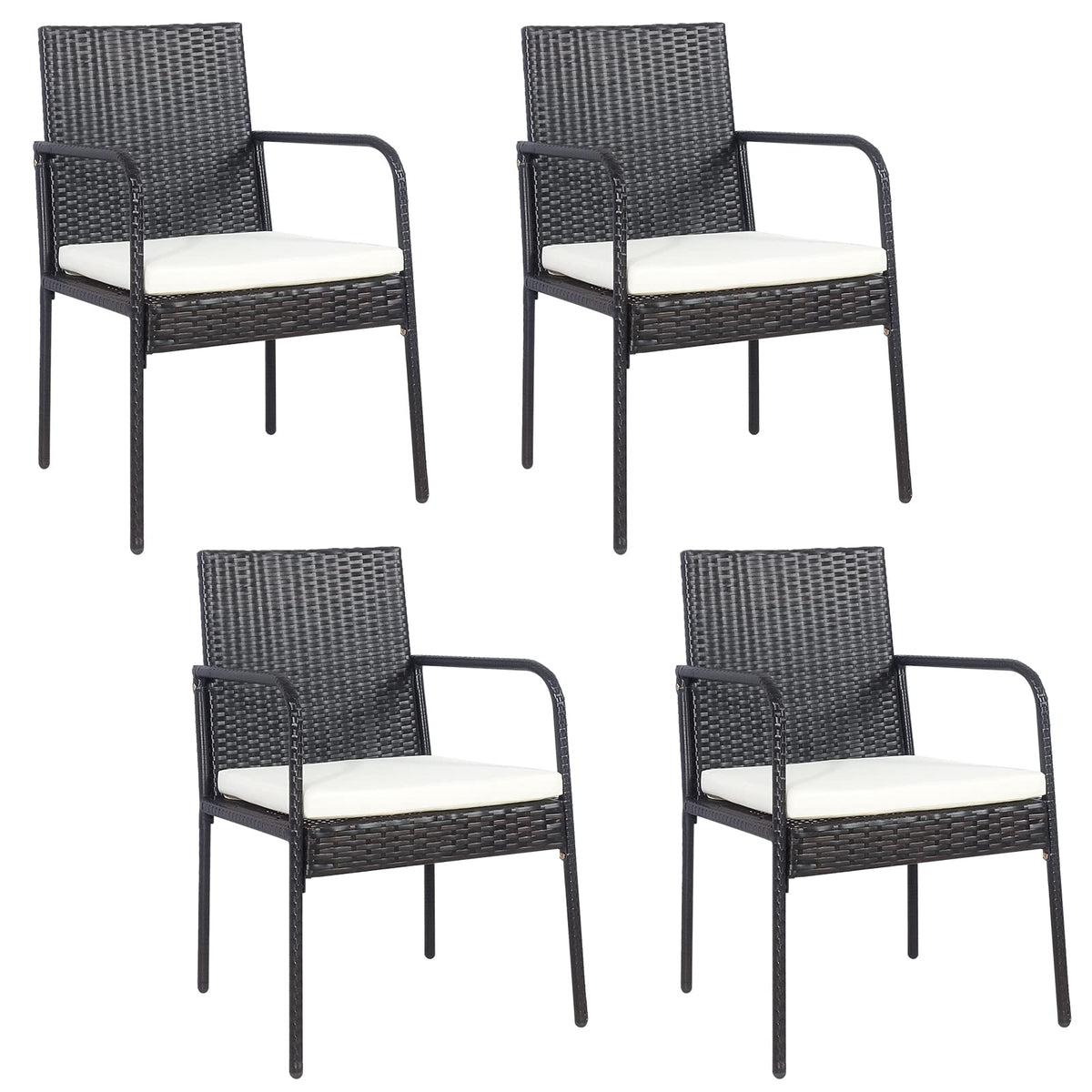 4 Pieces Patio Rattan Dining Chair Set