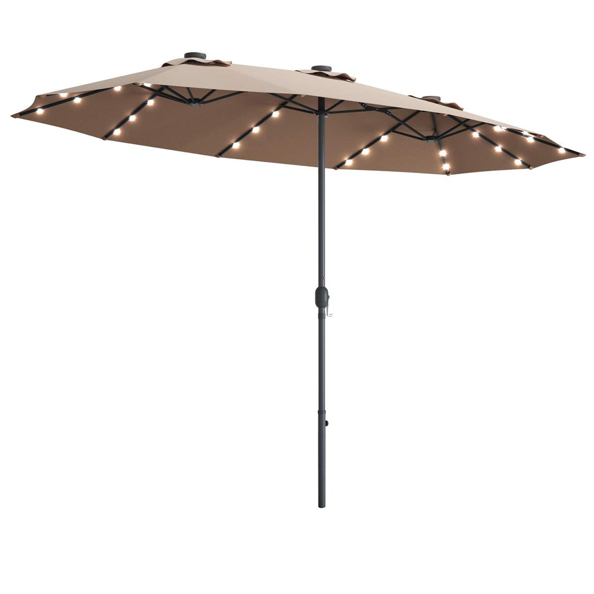 Tangkula 15 Ft Solar LED Patio Double-Sided Umbrella