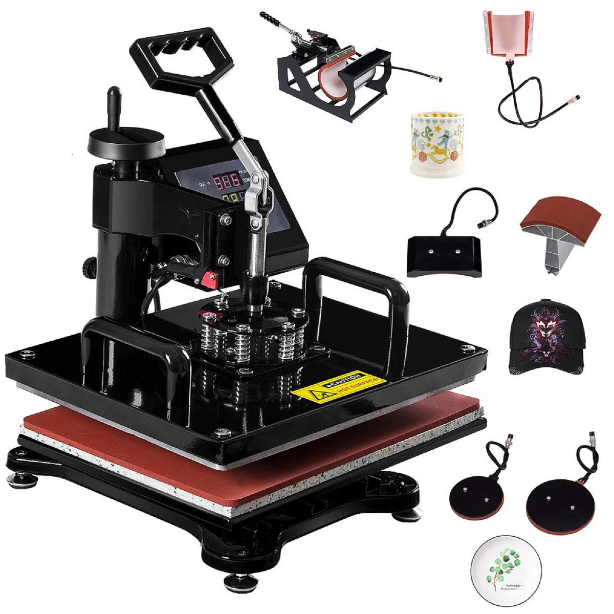 Tangkula 6 in 1 Heat Press Machine, 12x15 Inch Multifunctional Digital Transfer Sublimation Swing-Away