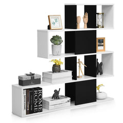 Tangkula 5-Shelf Bookshelf, Modern Ladder Corner Bookshelf, 12 Cubes Stepped Storage Bookcase