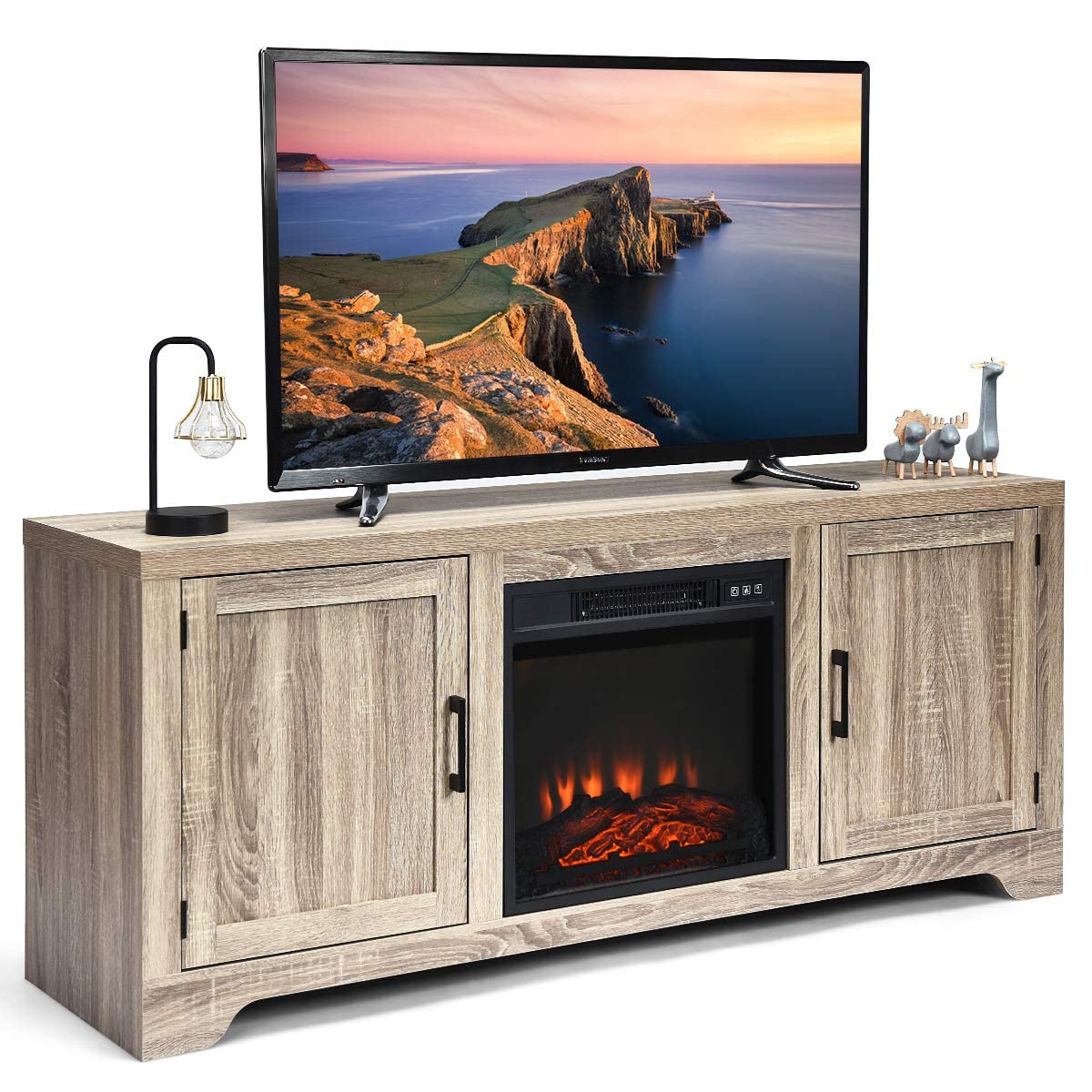 Fireplace Stand, for TV Up to 65", Media Storage Cabinet Console