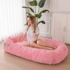 MAXYOYO Human Dog Bed, Corduroy Giant Bean Bag Dog Bed for Humans and Pets, Pink