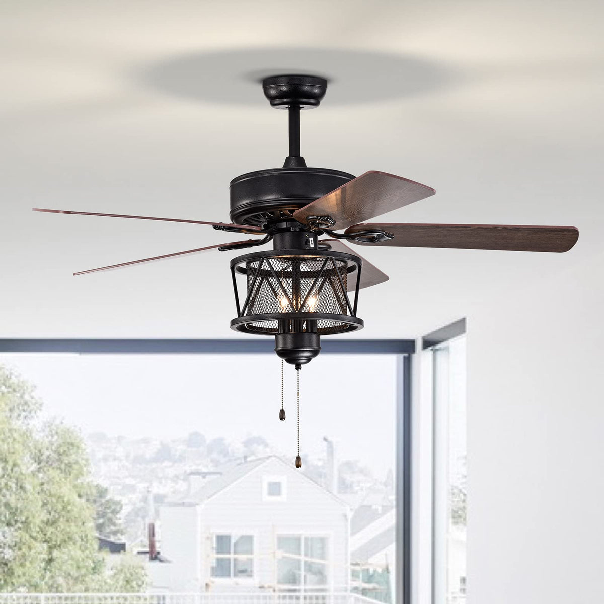 50-Inch Ceiling Fan with Lights, 3-Speed Adjustable (Coffee)