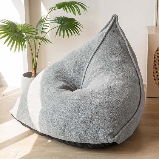 MAXYOYO Bean Bag Chairs for Adult, Giant Bean Bag Couch with Filler, Shaggy-grey