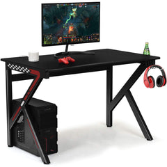 Tangkula Computer Desk Gaming Desk, E-Sports Gaming Workstation with Cup Holder & Headphone Holder