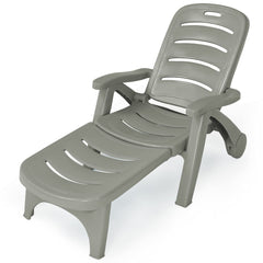 Outdoor Chaise Lounge Chair, Adjustable 5-Posistion Recliner Chair with Built-in Wheels