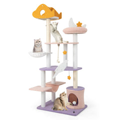 Tangkula Tall Cat Tree, 66 Inch Multi-level Modern Cat Tower with Cat Condo, Sisal Scratching Posts