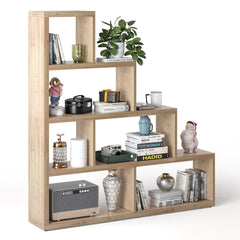 Tangkula 10 Shelves Bookshelf, L Shaped Freestanding Ladder Corner Bookshelf