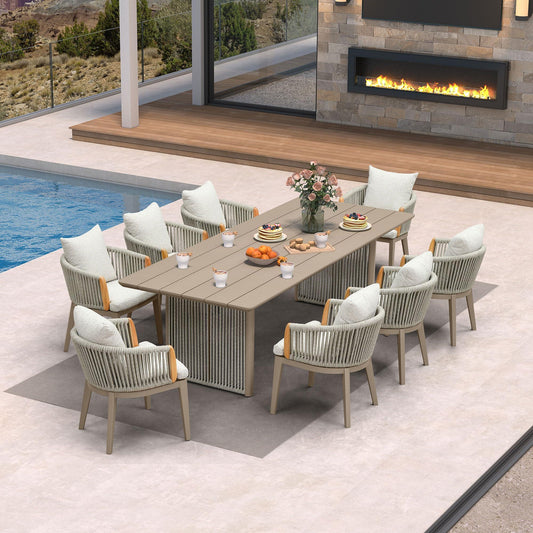 PURPLE LEAF Hailar Outdoor Dining Set for Family, Aluminum Outdoor Patio Table and Chairs Set with Olefin Cushions, Patio Furniture Set for Garden or Deck
