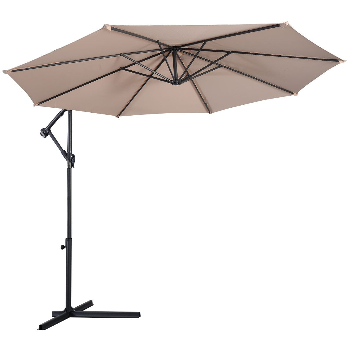 Tangkula Patio Umbrella, 10 ft Outdoor Offset Hanging Umbrella with Crank and Cross Base