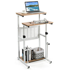 Tangkula Small Standing Desk, Height Adjustable Teacher Podium Stand