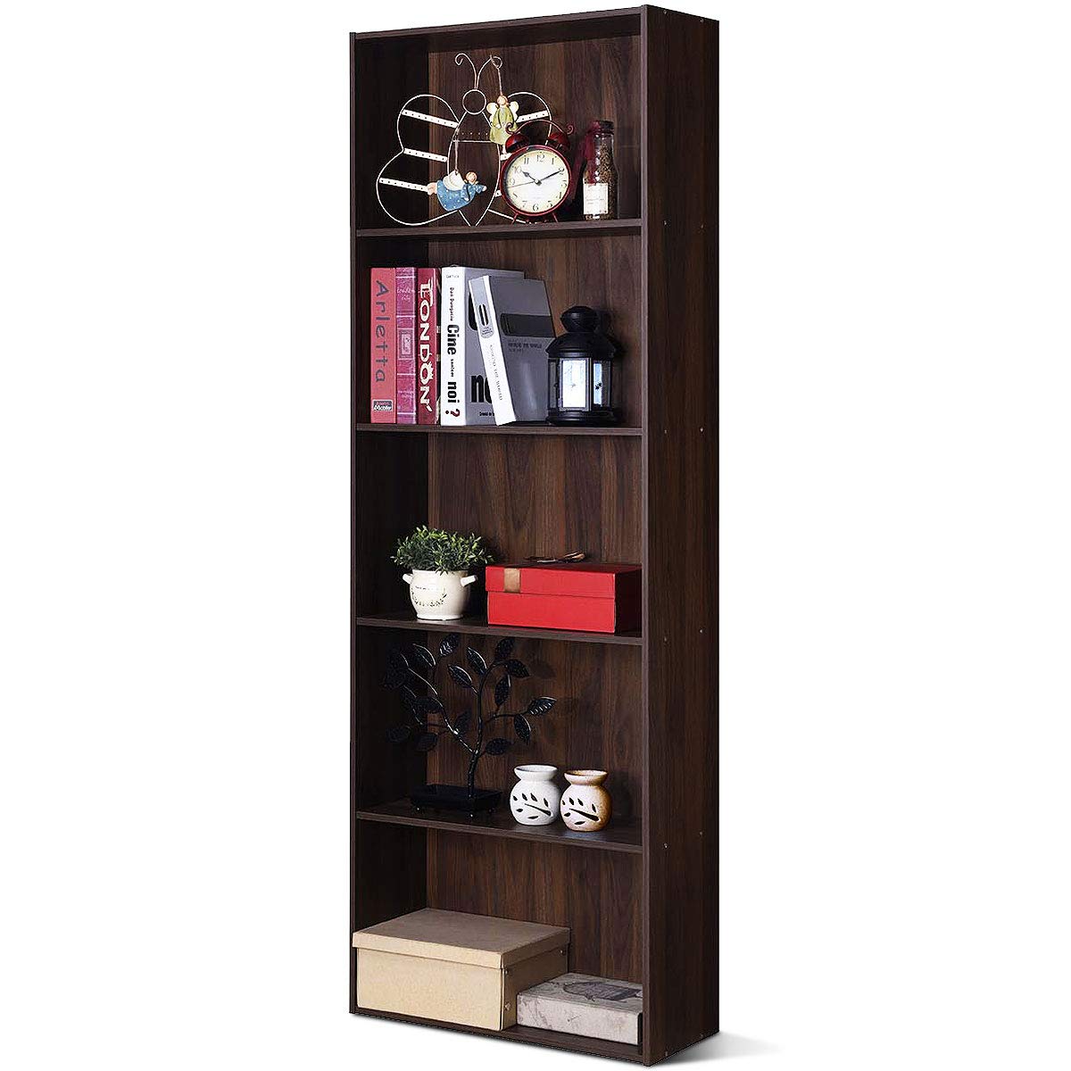 Tangkula 5-Shelf Bookcase, 23.5''L x 9.5''W x 67''H