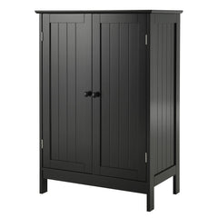 Tangkula Bathroom Floor Cabinet, Wooden Floor Storage Cabinet with Double Doors