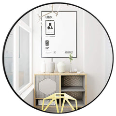 Round Wall Hanging Mirror, 27.5 Inch Bathroom Round Mirror