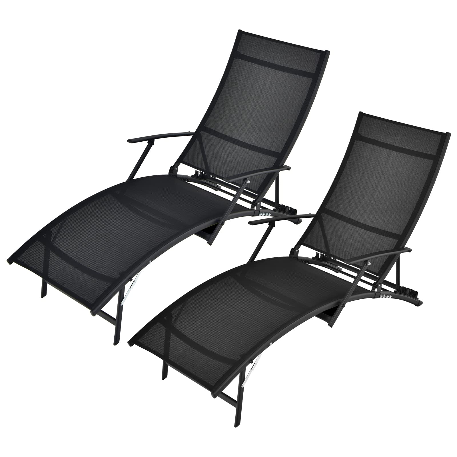 Tangkula Patio Chaise Lounge Set of 2, Outdoor Foldable and Stackable Chaise Lounge Chairs