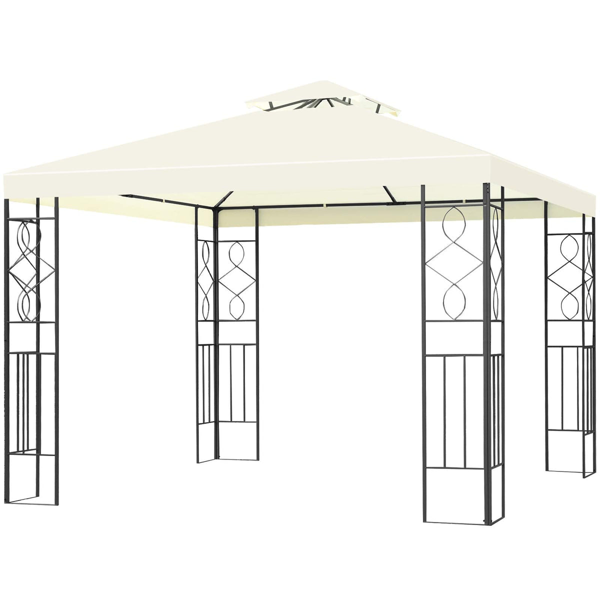 Tangkula 10 x 10FT 2-Tier Patio Gazebo, Powder Coated Steel Structure, Sun Shading Gazebo Canopy Shelter