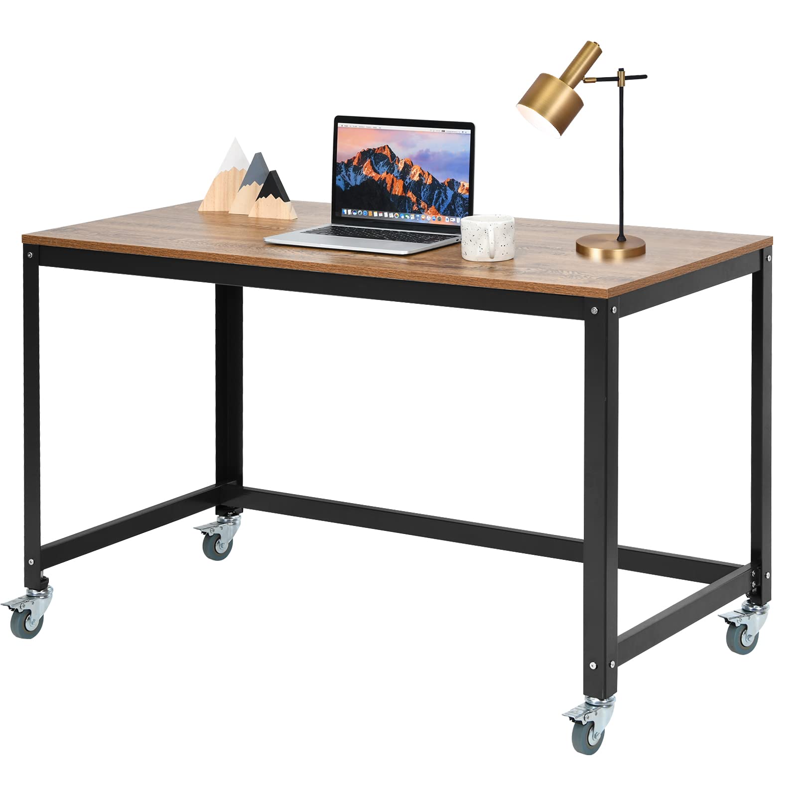 Mobile Computer Desk, Simple Style Rolling Home Office Desk Study Table Writing Desk